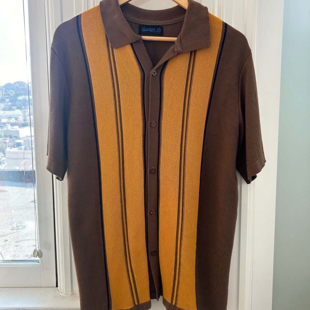 Guiri Men's Casual Shirt in Brown and Yellow - Mexico City